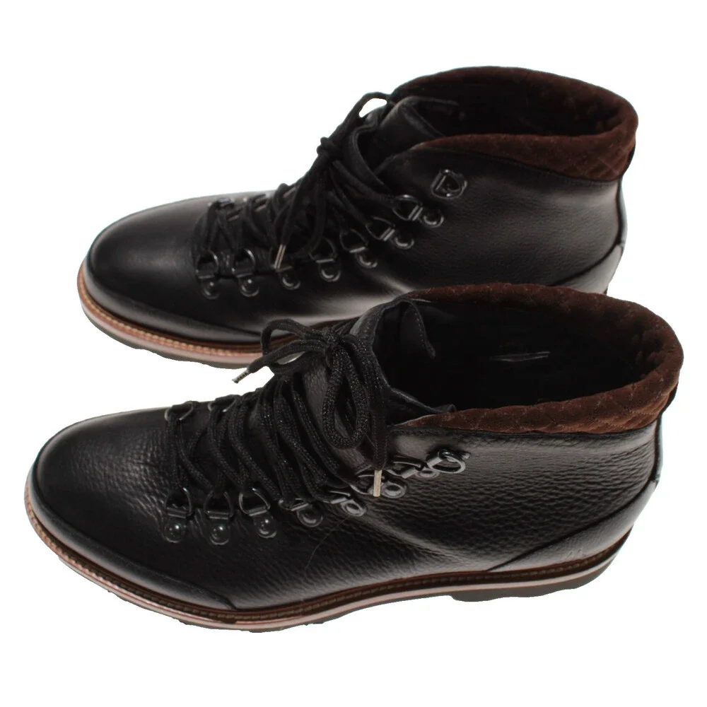 Di Bianco NWB Cortina Lace Up Boots Size 10 US in Black Leather Made in Italy